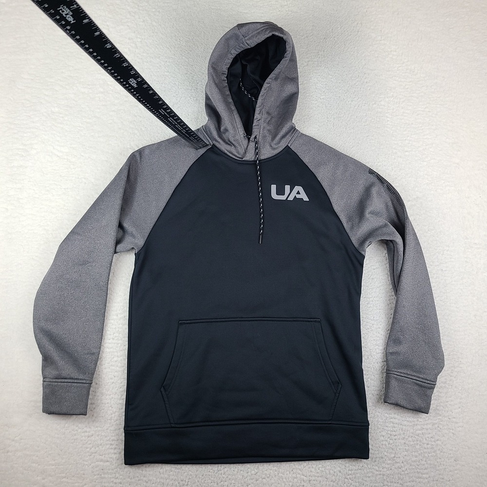 Under Armour Hoodie Mens Small Black Gray Loose Coldgear Storm Fleece